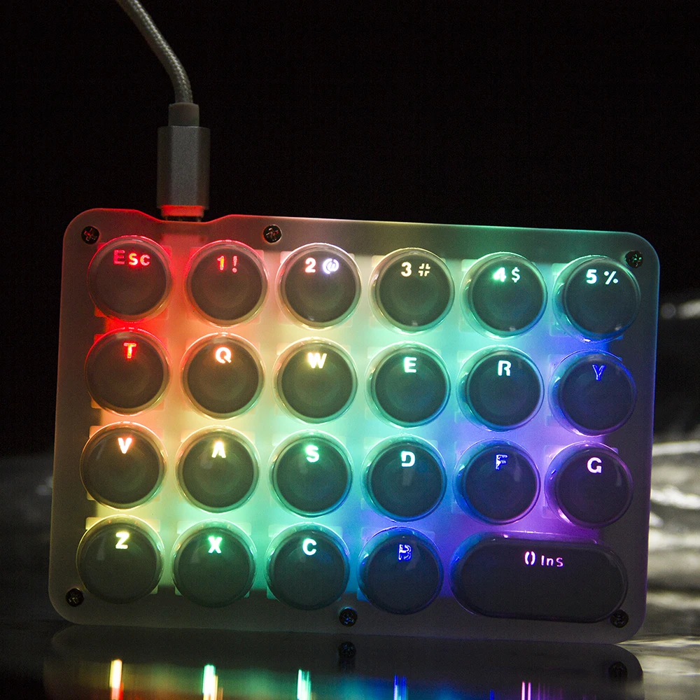 Keycap de Cristal Teclado de Programação Macro para Jogos de Atalho Novo Teclas Personalizado Mão Osu! Teclado Mecânico Led Retroiluminado 23 Uma - Imagem 6