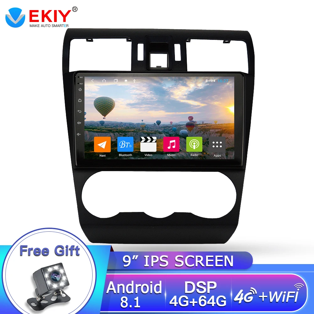 EKIY 9 ''2.5D Android 8,1 автомобильный Радио gps мультимедийный плеер 4G+ 64G Восьмиядерный для Subaru WRX Forester- навигация 2DIN DVD