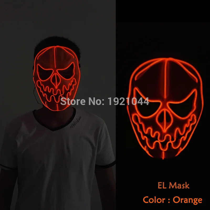 Хэллоуин призрак разрез рот сверкающие с подсветкой EL провода милый маска модный костюм с маской маска для вечерние 3V устойчивый на диске - Цвет: style 21