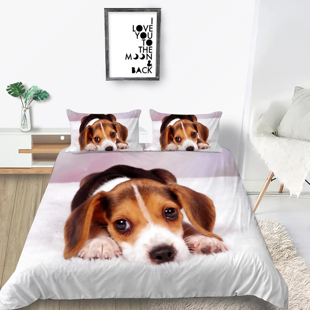 

Cute Dog Bedding Set 3D Print Fashion Lifelike Duvet Cover Beagles Queen King Twin Full Single Double Unique Design Bed Set