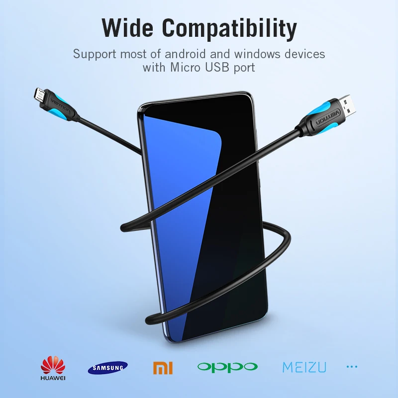 Vention Micro USB кабель провод для быстрого заряда для Android мобильного телефона синхронизации данных Кабель зарядного устройства 3 м 2 м 1 м для samsung htc Xiaomi sony
