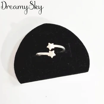 

DreamySky Boho Style 925 Sterling Silver Double Star Rings For Women Lady Girls Opening Rings Party Gifts Anillos 2019