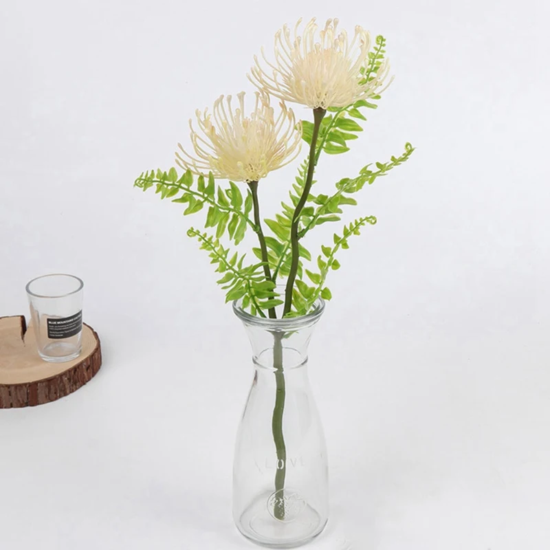 Флокированные Leucospermum искусственные цветы для свадебного украшения Флорес Искусственные пластиковые искусственный цветок растение Флер искусственные