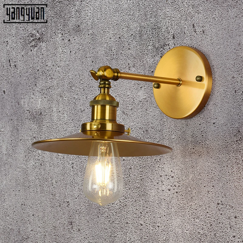 Nordic Gold E27 Wall Sconce Industrial Wall Lamp Vintage Light Loft LED Bulb Iron Retro Home Deco Bedroom Desk Lighting Fixtures