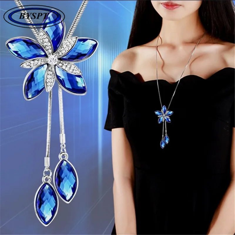 Flower Necklace Sweater Women Pendant Female Chain-Pendant-Accessories BYSPT Winter Long