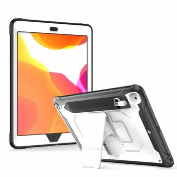 

Tablet protect Case for Apple iPad 7th 10.2 inch 2019 3 Layers Heavy Duty Shockproof Cover with Pencil Holder Stand Funda+Straps