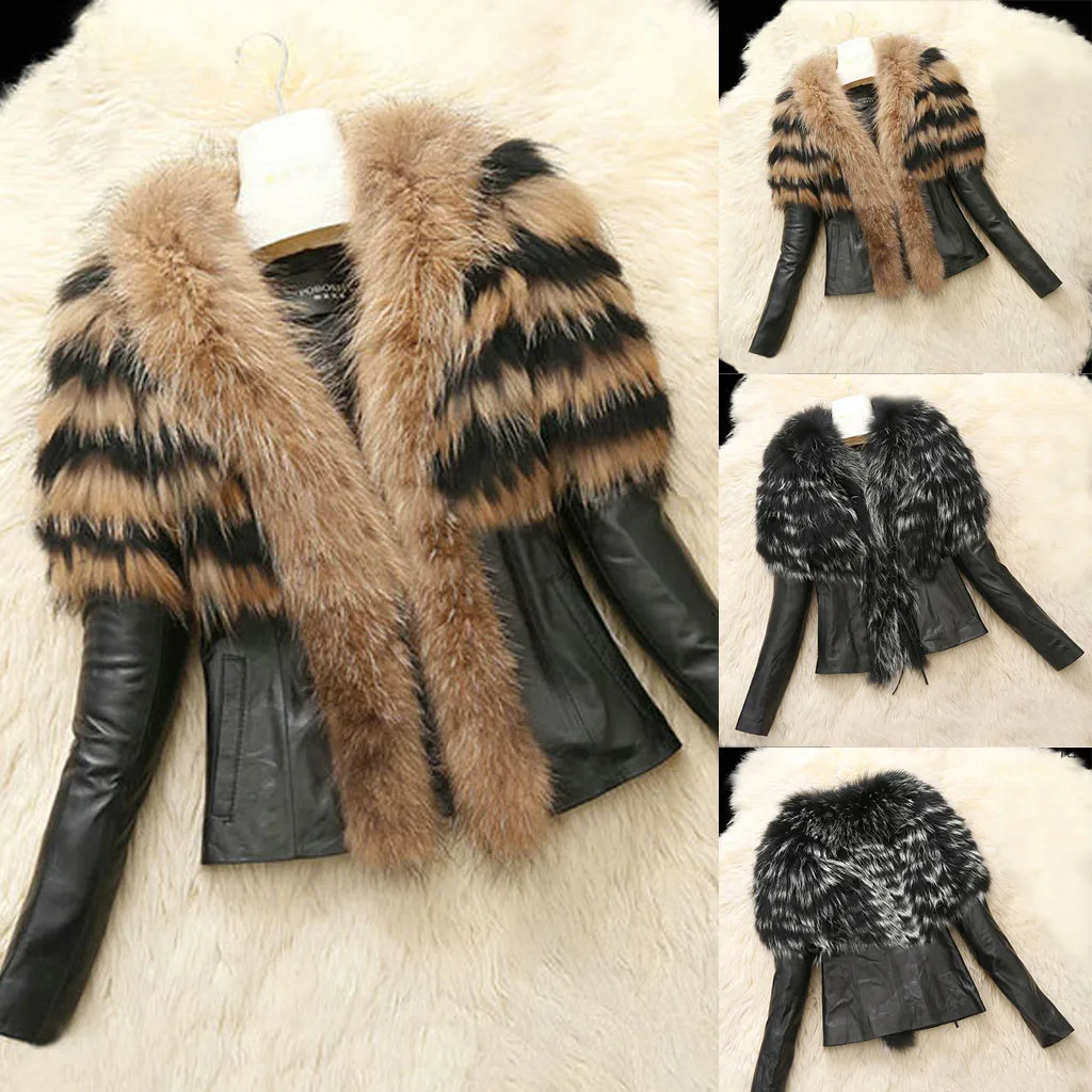Женская куртка из искусственной кожи с Плюшевым Мехом и тигровым узором, черная куртка в стиле панк, мотоциклетное пальто Veste En Cuir Femme, Женская куртка, пальто