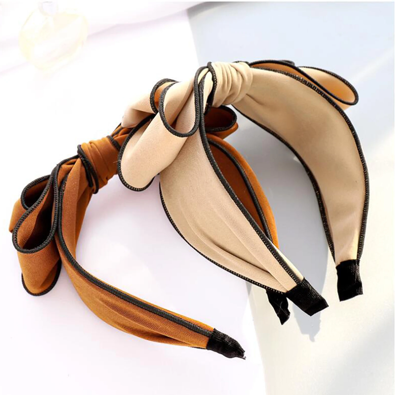 PROLY New Fashion Hair Accessories For Women Oversized Double-layer Bow Knot Headband Solid Color Fresh Hairband Wholesale hair ties for women