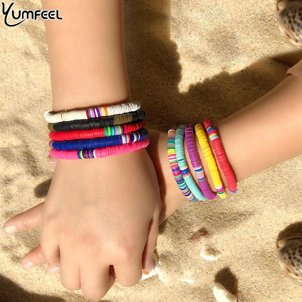 Yumfeel богемный браслет 10 цветов 6 мм Полимерная глина браслет и браслеты для женщин и мужчин