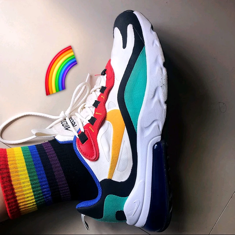 Оригинальные подлинные мужские кроссовки для бега Nike Air Max 270 React, трендовая спортивная обувь для улицы, новинка, кроссовки для тренировок, AO4971-002