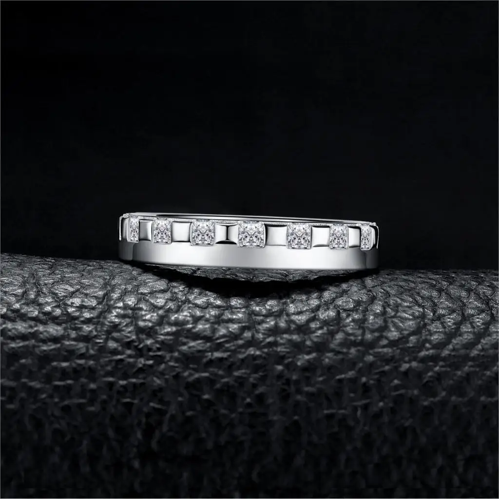 JewelPalace Square Wedding Rings 925 Sterling Silver Rings for Women Stackable Anniversary Ring Eternity Band Silver 925 Jewelry