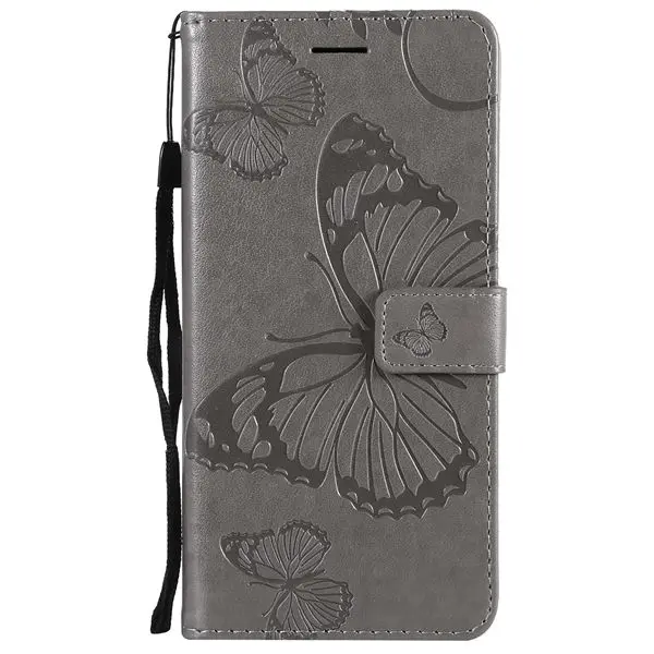 Флип-чехол с 3D бабочкой для iPhone 11 Pro Max XR XS max X Wallet кожаный чехол для iPhone 6 6s 7 8 Plus 5 5S SE чехол Funda - Цвет: Серый