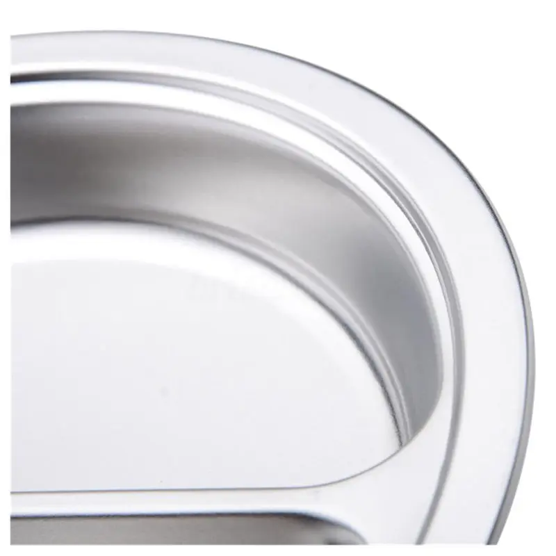 Stainless Steel 3 Sections Round Divided Dish Snack Dinner Plate Diameter