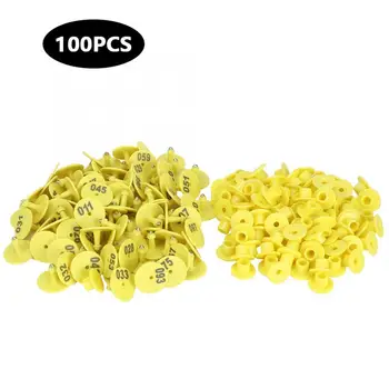 

100pcs Head Earrings Livestock Round Number Ear Tag Label Marker Accessory for Pig Sheep Cattle Farm Animal Identification Card