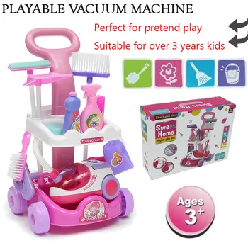 

Hot 1 Pcs/Set Pretend Play Toy Simulation Vacuum Cleaner Cart Cleaning Dust Tools Baby Kids Play House Doll Accessories Toy