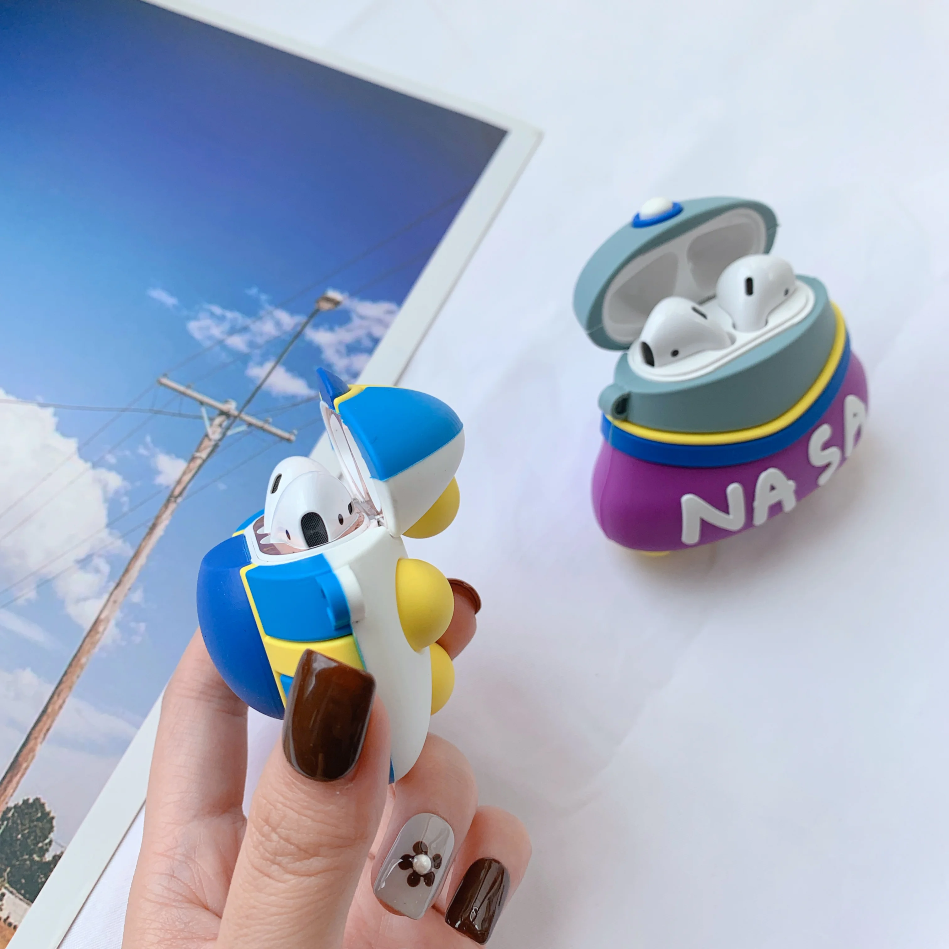 

For AirPods Case Cartoon Flying saucer Wireless Bluetooth Earphone box Soft Silicone Cover For Airpods 2 protector case