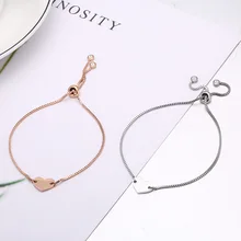 PolishedPlus индивидуальный браслет с гравировкой титановая регулируемая коробка с сердцем цепь гладкая Персонализированная для женщин подарок для девочек
