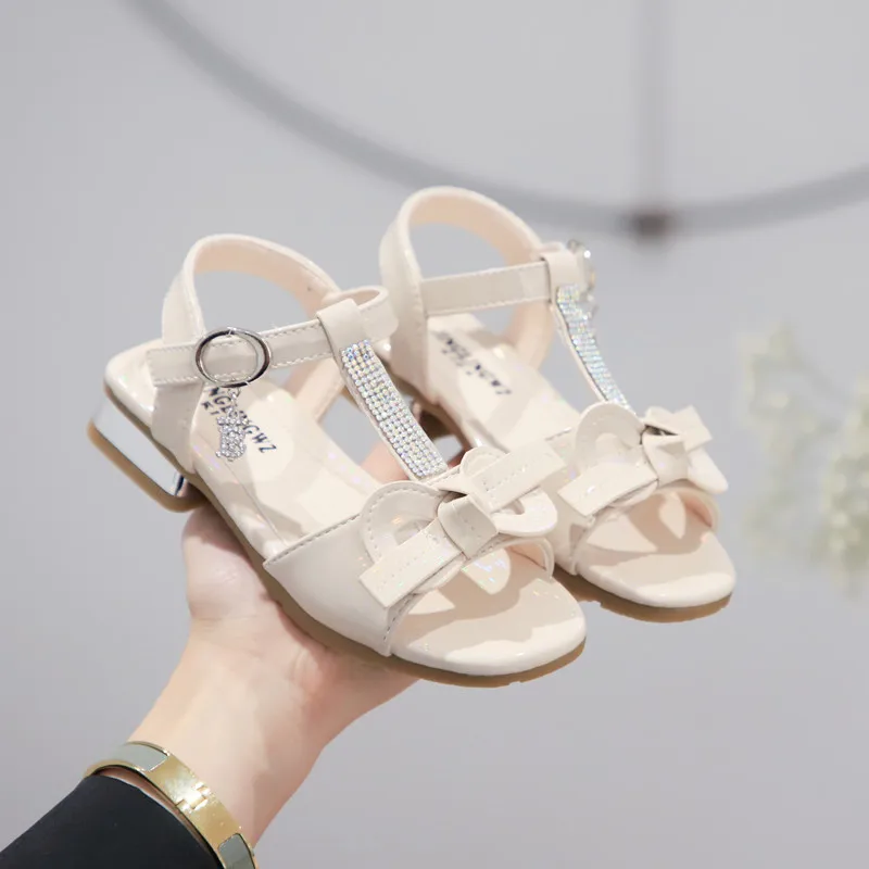 CYSINCOS 2020 New Girls Princess Shoes Spring Summer Children Bow-Knot Sequins Sandals Wild Girl Non-slip Beach Shoes Kid Shoes