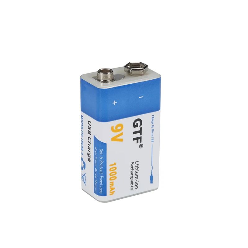 

GTF USB Charging 9V1000mAh Li-ion Battery USB Rechargeable battery 9v lithium for Multimeter Microphone Toy Remote Control KTV