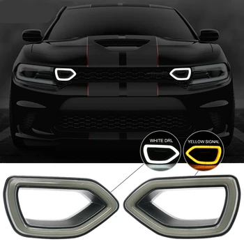

Fit for 15-19 Dodge Charger SRT Scat Pack Grille Smoke LED Lights DRL+ Turn Signal Light
