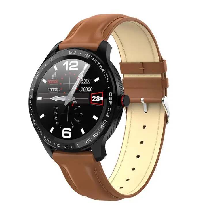 Brown L9 Смарт часы ЭКГ сердечный ритм звонки напоминание полный сенсорный Smartwatch IP68 Водонепроницаемые часы для мужчин для Android IOS PK L7 GT2 - Цвет: Brown