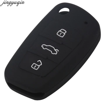 

15ps 3 Buttons Car Silicone Key Flid Folding Cover Case Cover Fob Shell For Audi A1 A3 Q3 Q7 R8 A6L TT Key Case