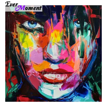 

Ever Moment Diamond Painting Colorful Woman Face Full Square Drill Picture Of Rhinestone Diamond Embroidery Mosaic 3F2083