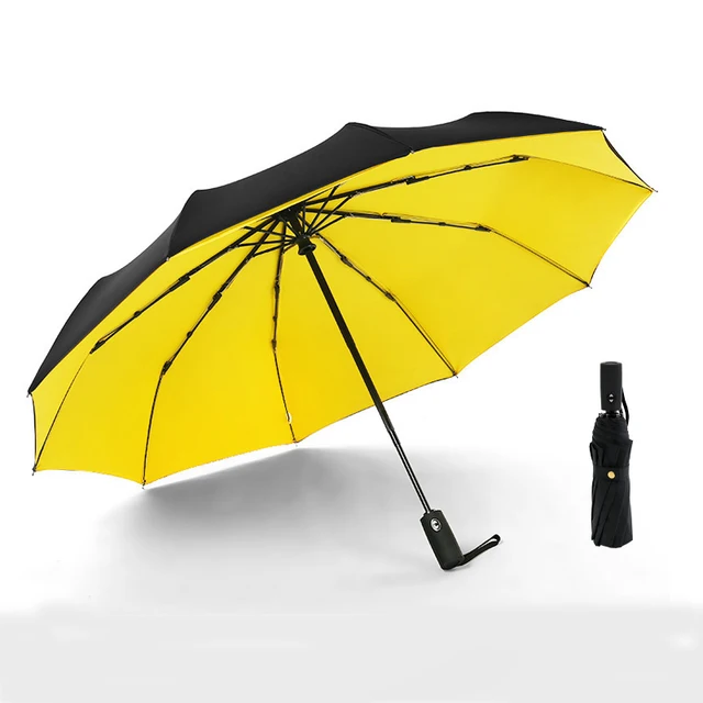 Ten-Ribs Szélálló Dupla Ruhás Esernyő Kreatív Teljesen Automatikus Nyitva És Bezárva 3 Összecsukható Üzleti - Image 6