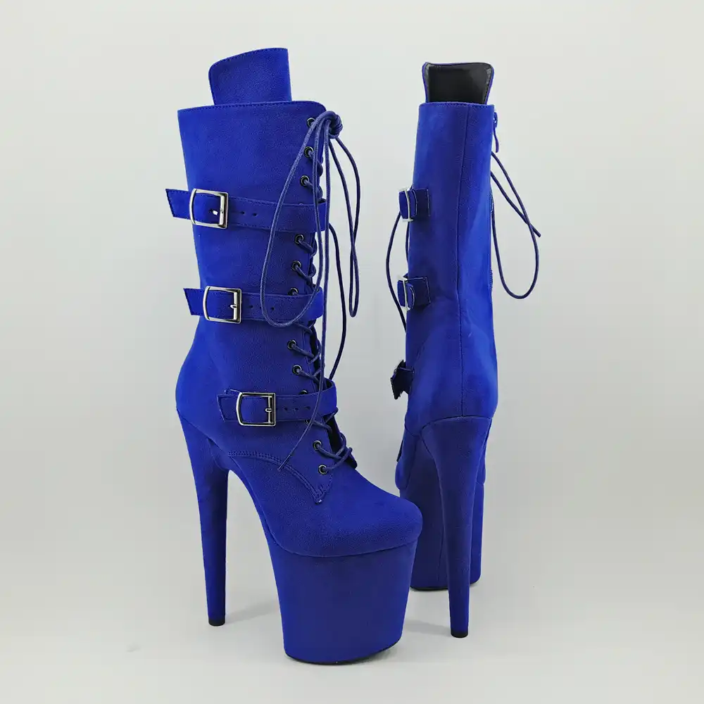 blue suede platform shoes