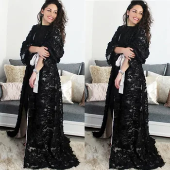 

Luxury Muslim Lace Floral Abaya Cardigan Maxi Dress Kimono Long Robes Vestidos Middle East Eid Ramadan Turkish Islamic Prayer