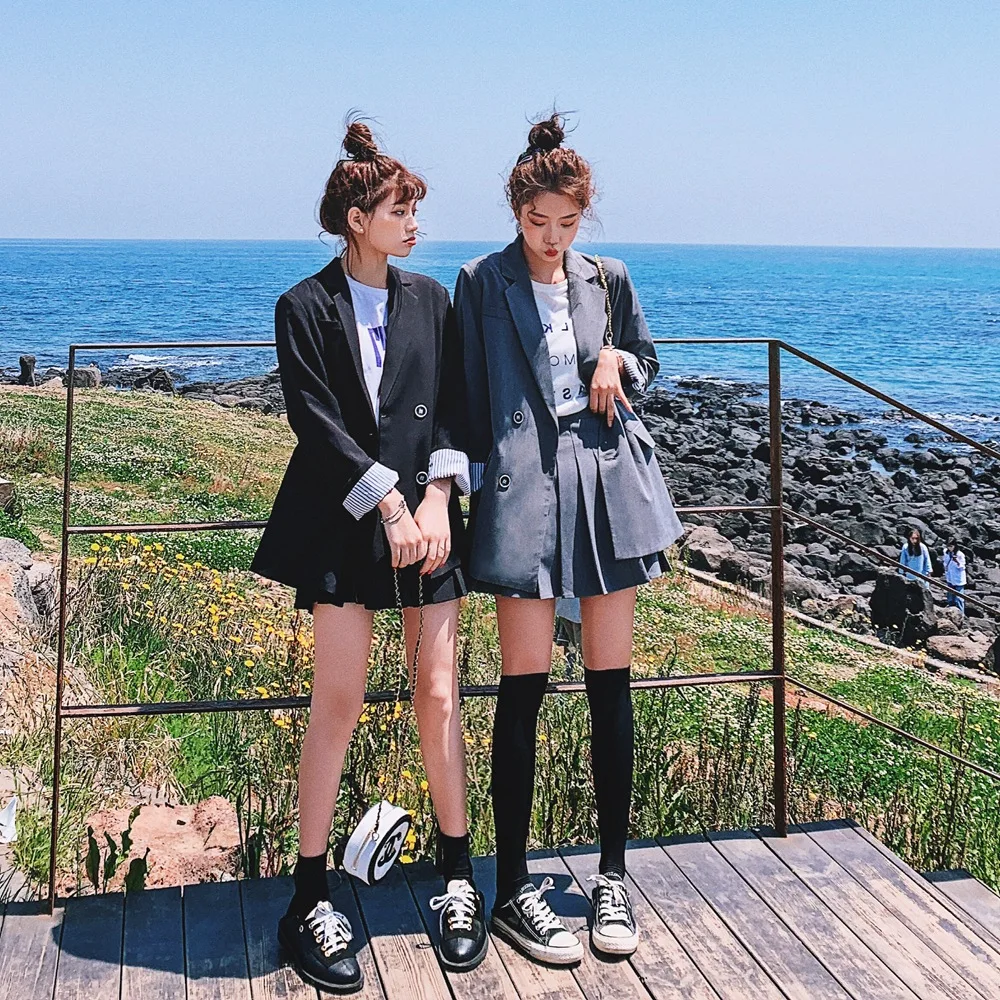 

Photo Shoot Korean-style Fashionable Set 2020 Spring New Style WOMEN'S Dress CHIC-Style Suit Jacket + Pleated Skirt Two-Piece Se