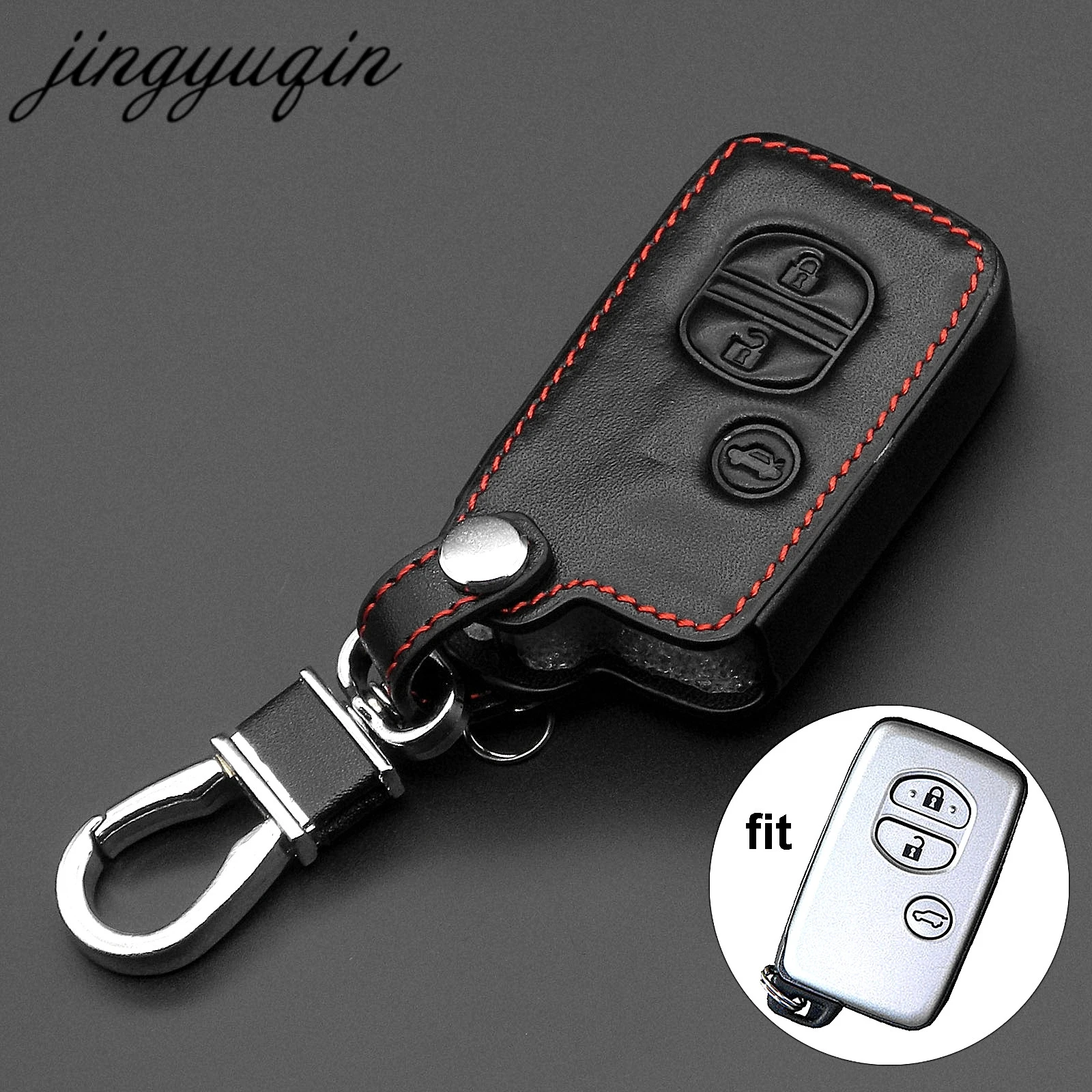 

jingyuqin Leather Car Key Case Cover For Toyota Land Cruiser Prado 150 Camry Prius Crown For Subaru 2013 2014 Foreste key case
