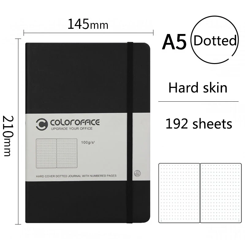 

A5 High-quality Bullet Journal Dotted Notebook Hard copy line grid dots Agenda Bandage Diary Customized Notepad 192 sheets Gift
