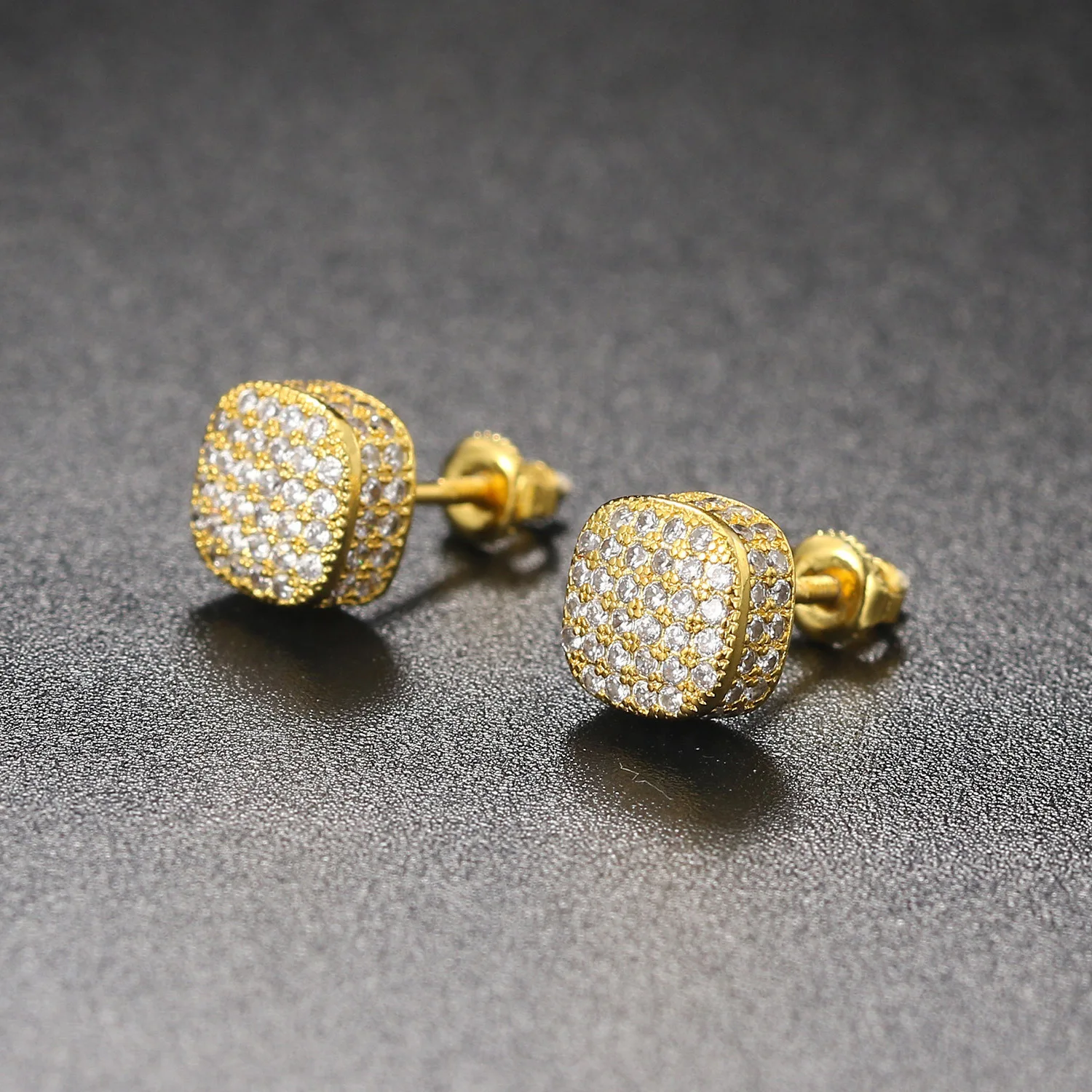 

Cubic Zirconia Bling Iced Out Earring Real Gold Plating Earrings for Men Women Fashion Jewelry Stud Earrings Korean Earrings Boy