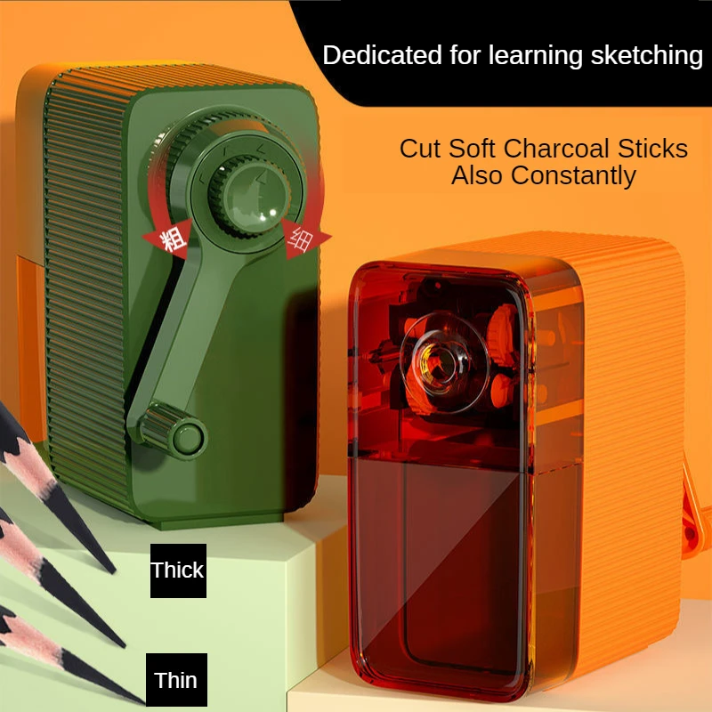 

Student Art Pencil Sharpener Hand Crank with Container Professional Painting Children Artist Stationery School Art Supplies