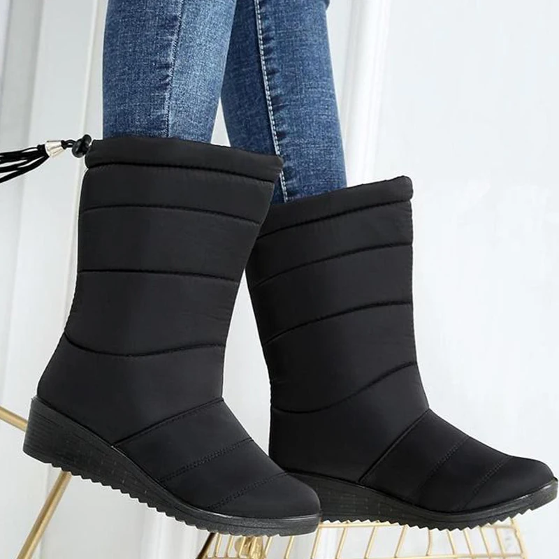 Зимние сапоги Женские зимние Обувь на платформе с мехом Водонепроницаемые до