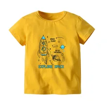 Г., новая летняя стильная футболка с короткими рукавами для мальчиков футболка с короткими рукавами для больших мальчиков с желтым космическим кораблем Лидер продаж, летняя детская одежда