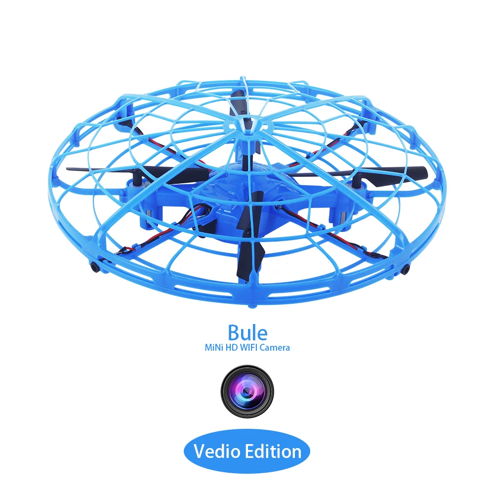 480P Dron Quadcopter UFO Drone With Camera Toys Mini Drone LED Gesture Gravity Induction Drones Induction Quadcopter - Цвет: Blue 0.3MP Camera