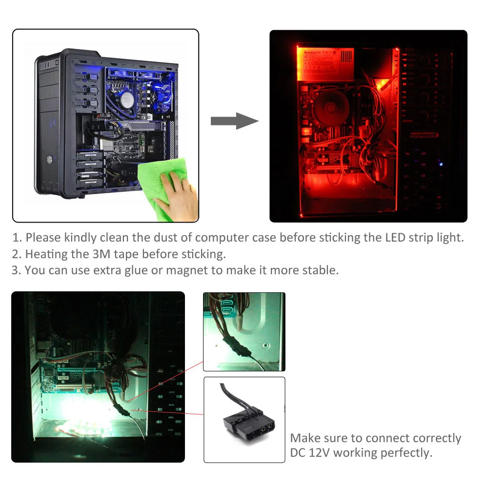 MJJC-SATA RGB Led 컨트롤러 12V DC 5050 RF17 키 원격 무선 대형 4 핀 컨트롤러, PC 팬 컴퓨터 케이스 스트립 조명