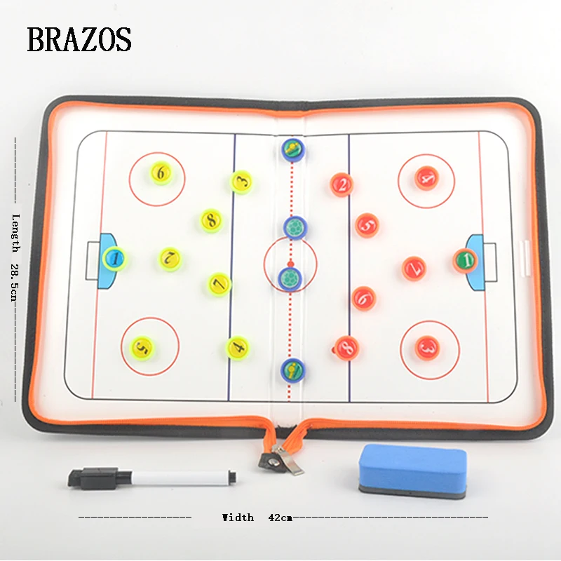 Ice Hockey Magnetic Tactical Coach Board Rewritable Zipper Bag for Easy Carrying Coach Supplies 