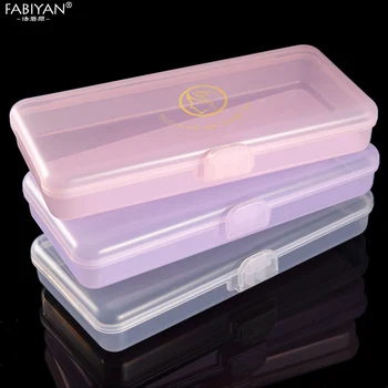 

Rectangle Nail Art Storage Box Tweezers Cuticle Pusher Brushes Cleaning Cotton Pads Plastic Empty Case Manicure Container Tools