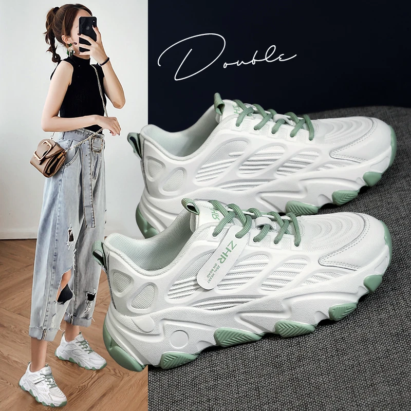 女性の厚底スニーカー 醜い革のカジュアルシューズ 厚いウェッジソールの白いファッションブランド21 レディースヴァルカナイズシューズ Aliexpress