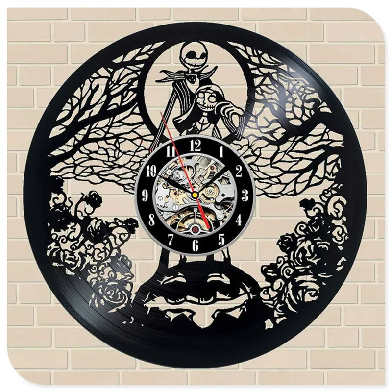 Хэллоуин Skellington черный виниловый CD 3D настенные часы Ночная кобыла перед рождественские украшения для поделок для дома - Цвет: 19