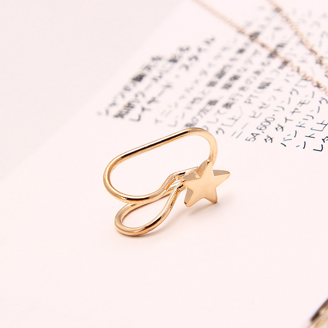 Fashion Gold Leaf Clip Earring for Women Without Piercing Geometric C Shape Vintage Crystal Ear Cuff Girls Jewerly Gifts