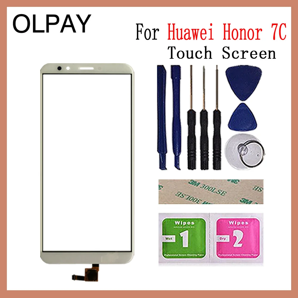 White With Tools OLPAY 5,9" сенсорный экран для huawei Honor 7C сенсорный экран дигитайзер Панель переднее стекло объектив сенсор инструменты клей+ салфетки - Цвет: White With Tools