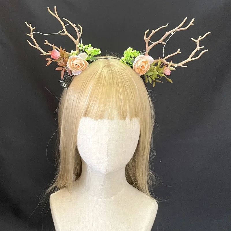 Light Up Reindeer Hairhoop Elf Ears Pine Cone LED Antler Headbands Party Decorations Hair christmas Easter