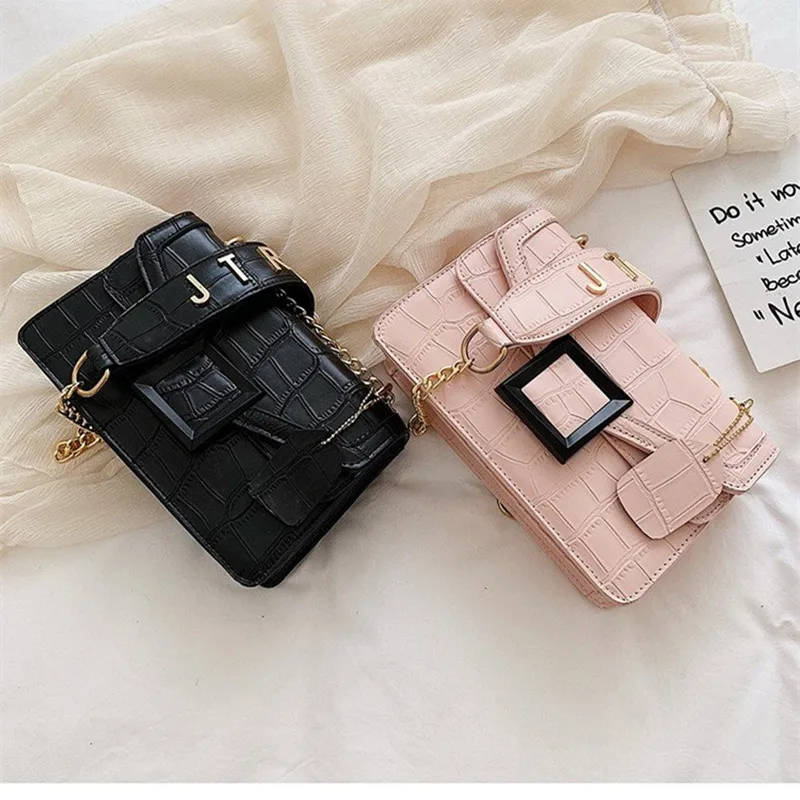 2019New Wave Korean Version of The Wild Chain Small Square Bag Summer Stone Pattern Twill Shoulder Messenger Bag FemaleSmall Bag