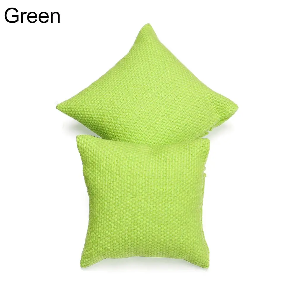 Set of 3  Miniature green yellow and stripy cushions   1:12 Scale dollhouse pillows