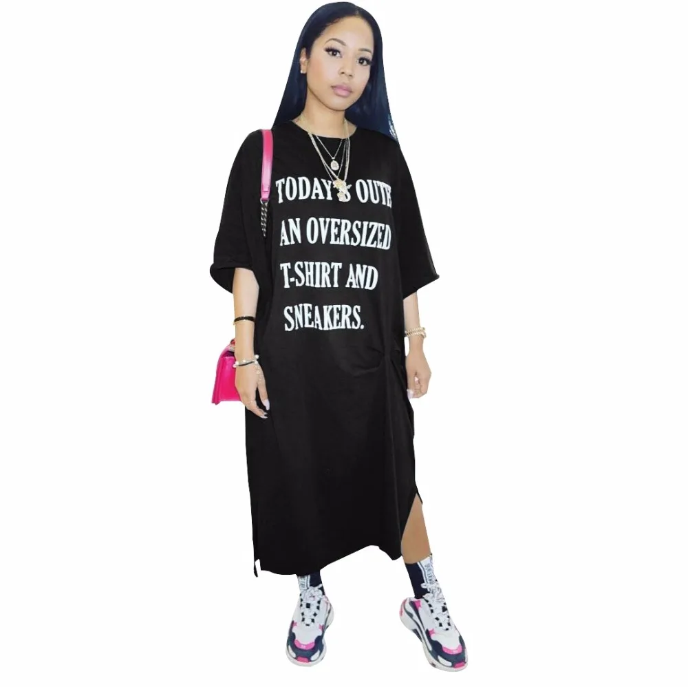 Women casual dress o neck half sleeve letter print sexy dresses woman summer sexy long dress vestidos longo femme W8044