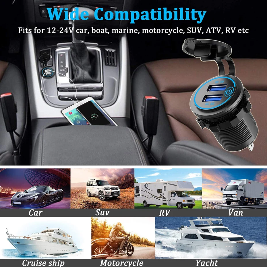 36W QC 3.0 ġ ġ    ڵ Ʈ Ʈ  USB  , ȭ º ī޶ GPS DVR